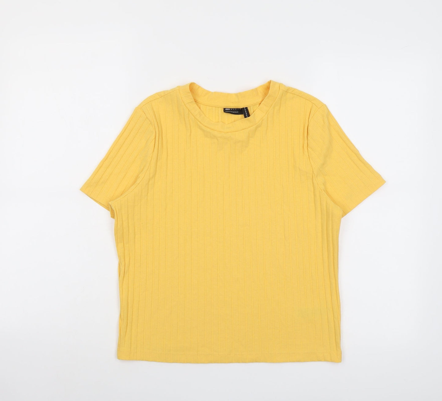 ASOS Womens Yellow Cotton Basic T-Shirt Size 18 Round Neck