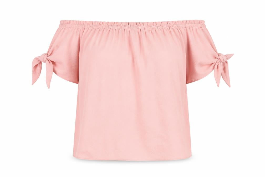 Dorothy Perkins Womens Pink Polyester Basic Blouse Size 8 Off the Shoulder