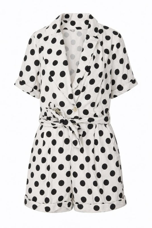 Topshop Womens Ivory Polka Dot Viscose Playsuit One-Piece Size 4 Zip