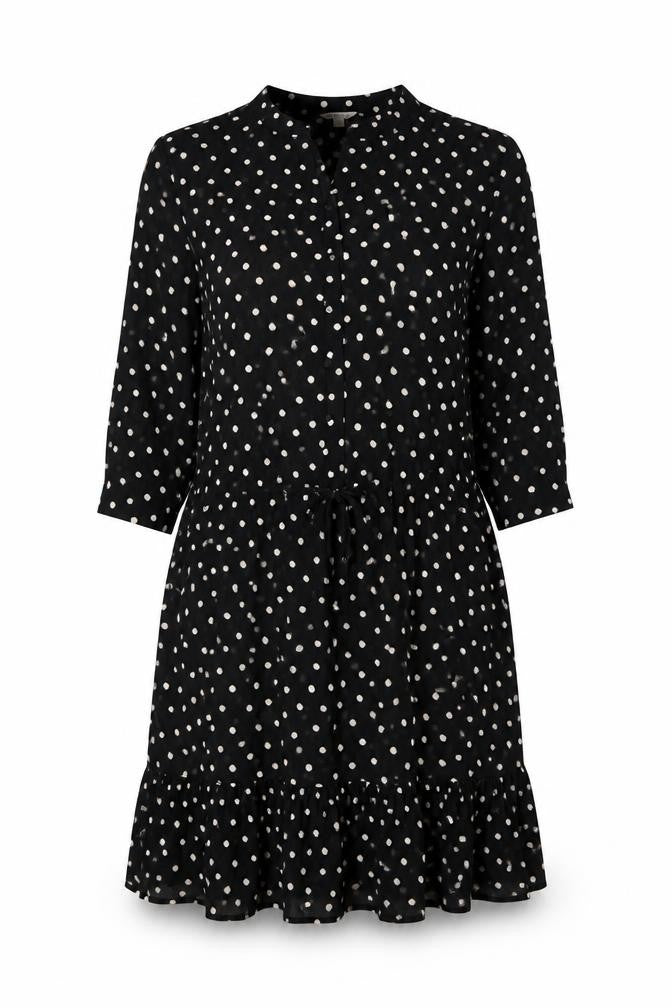 Monsoon Womens Black Polka Dot Polyester A-Line Size S Round Neck Button