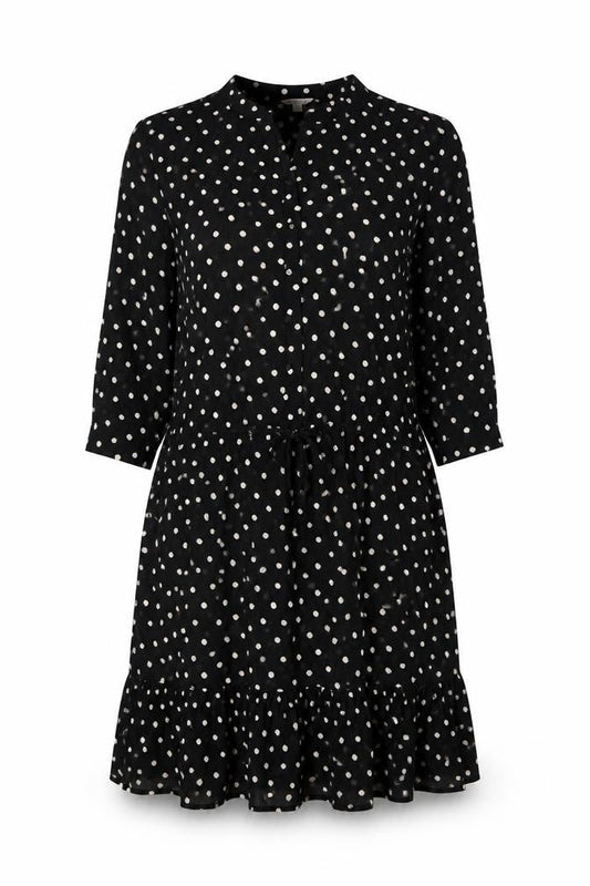 Monsoon Womens Black Polka Dot Polyester A-Line Size S Round Neck Button