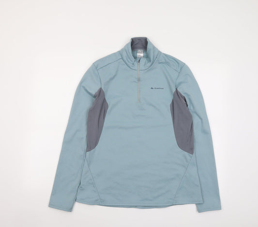 Quechua Womens Blue Colourblock Polyester Pullover Sweatshirt Size L Zip