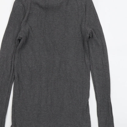 Mango Womens Grey High Neck Acrylic Pullover Jumper Size M