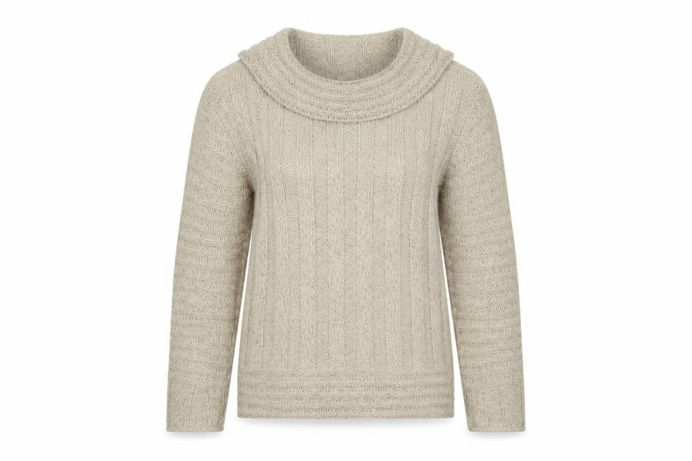 Anne Cramond Womens Beige Round Neck Acrylic Pullover Jumper Size S