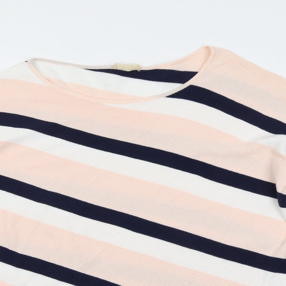 Phase Eight Womens Multicoloured Round Neck Striped Cotton Pullover Jumper Size L