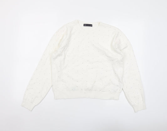 Marks and Spencer Womens Ivory Round Neck Viscose Pullover Jumper Size M
