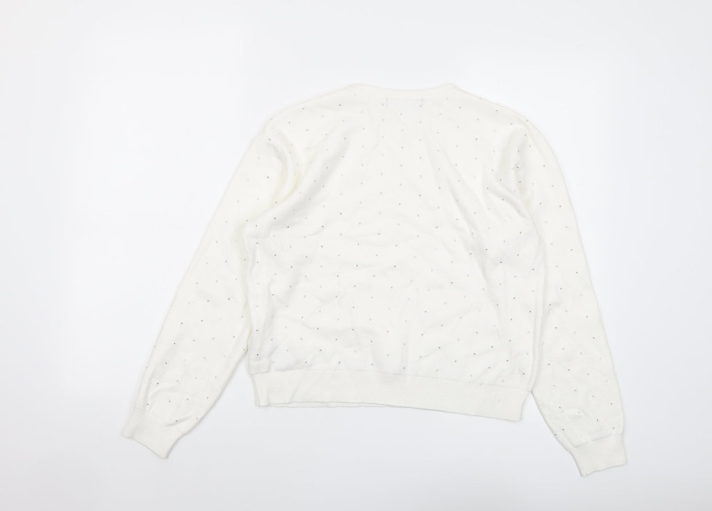 Marks and Spencer Womens Ivory Round Neck Viscose Pullover Jumper Size M