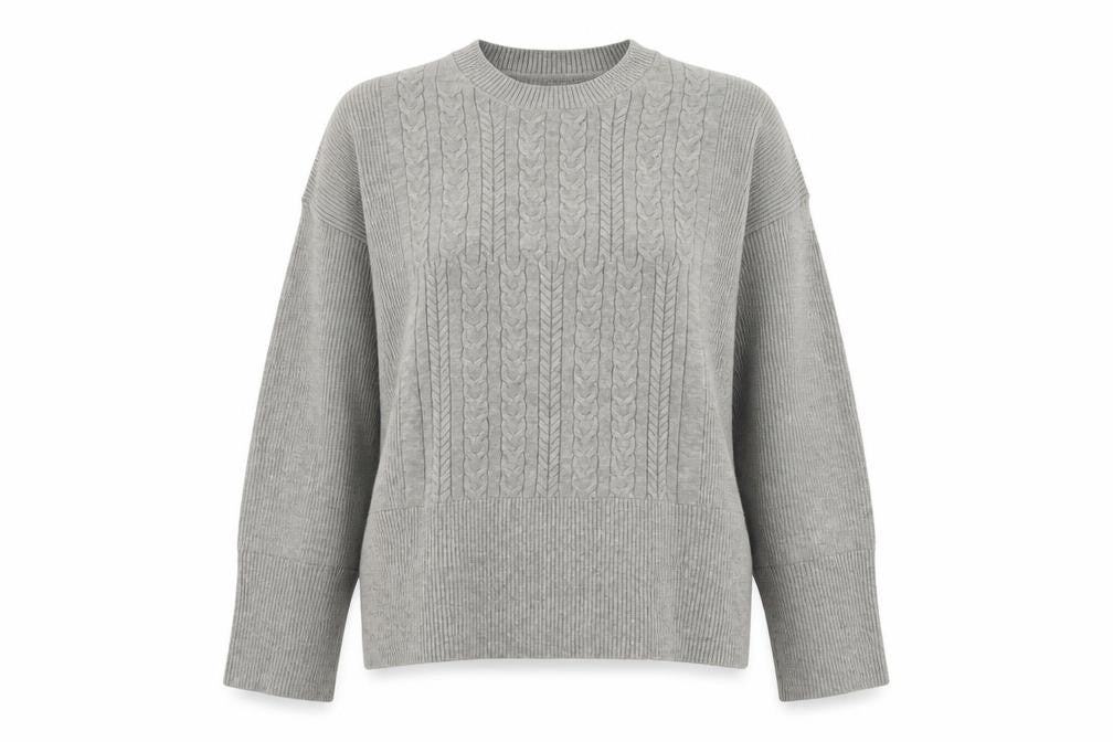 Marks & Spencer Womens Grey Round Neck Viscose Pullover Jumper Size M