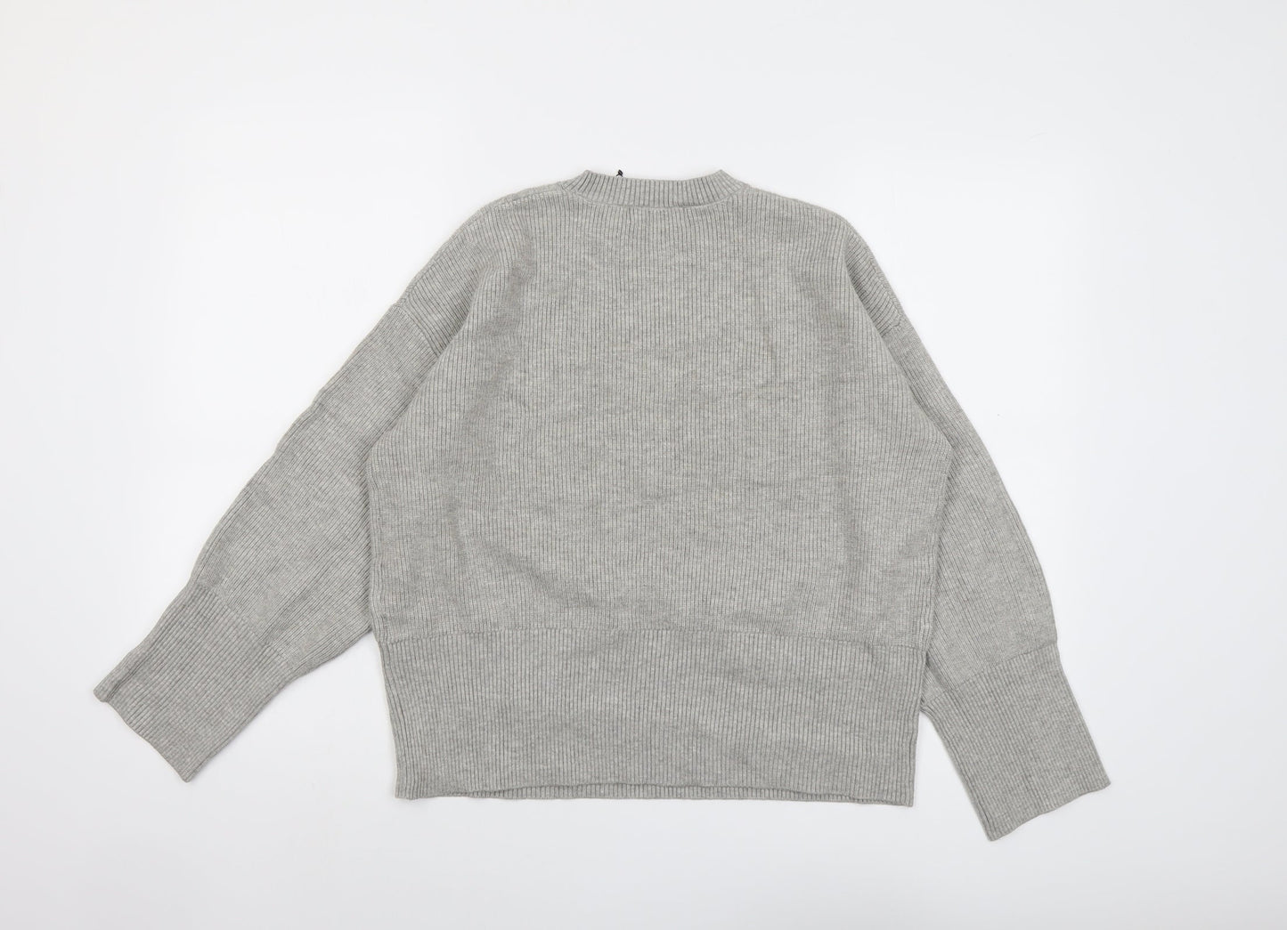 Marks and Spencer Womens Grey Round Neck Viscose Pullover Jumper Size M