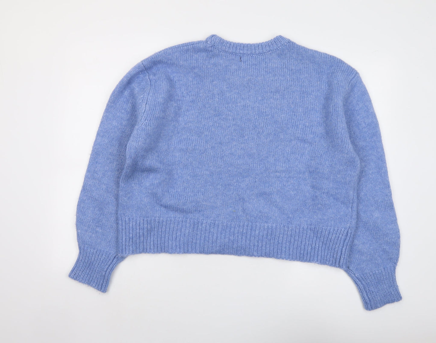 Marks and Spencer Womens Blue Round Neck Acrylic Pullover Jumper Size L