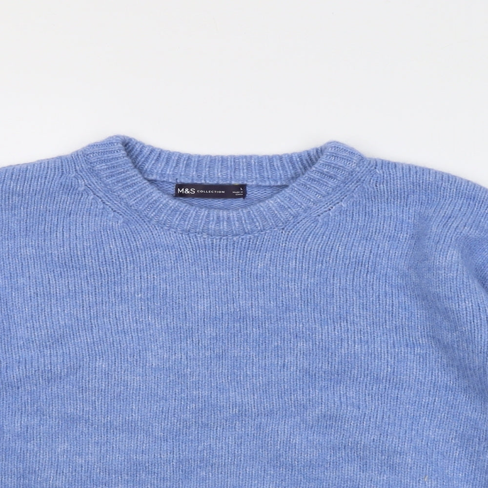 Marks and Spencer Womens Blue Round Neck Acrylic Pullover Jumper Size L