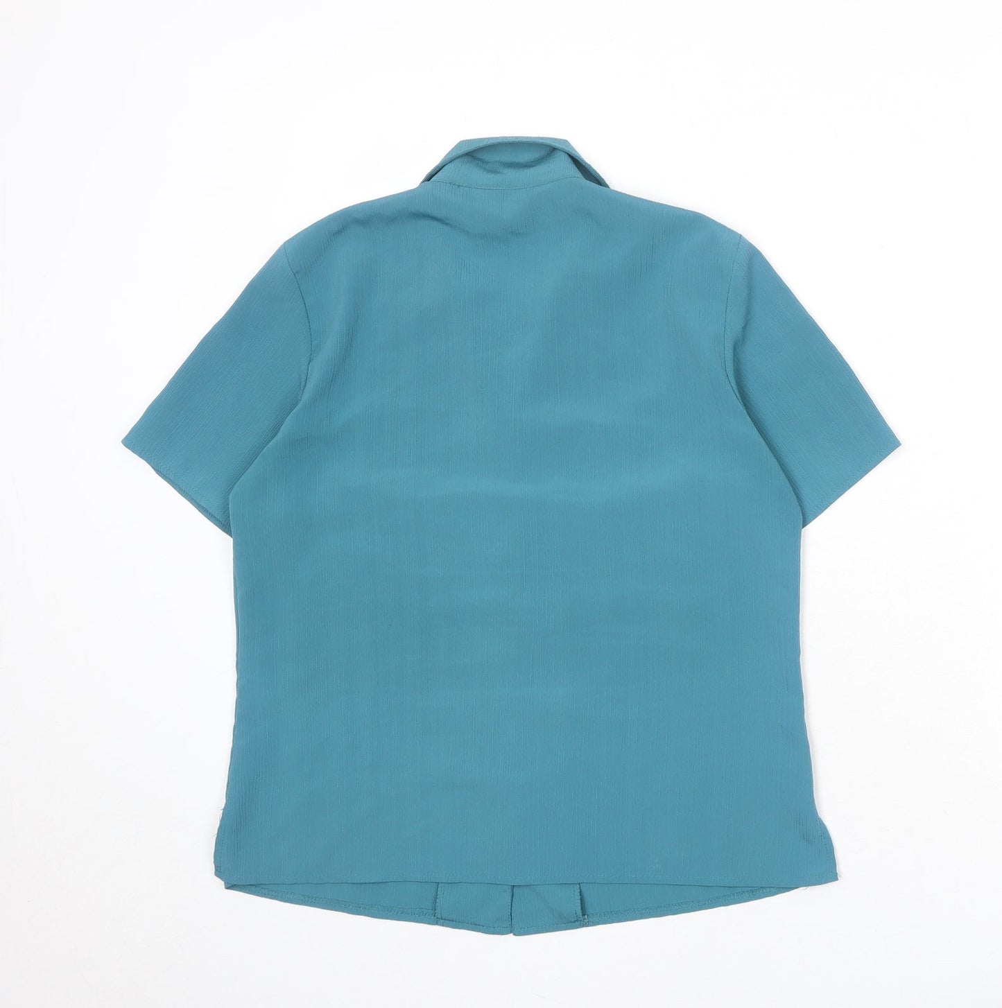 Classics Womens Blue Polyester Basic Button-Up Size 12 Collared