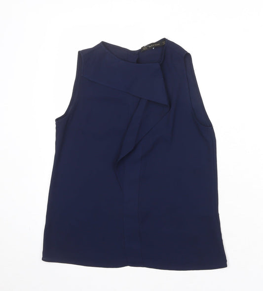 Zara Womens Blue Polyester Basic Tank Size XS Round Neck