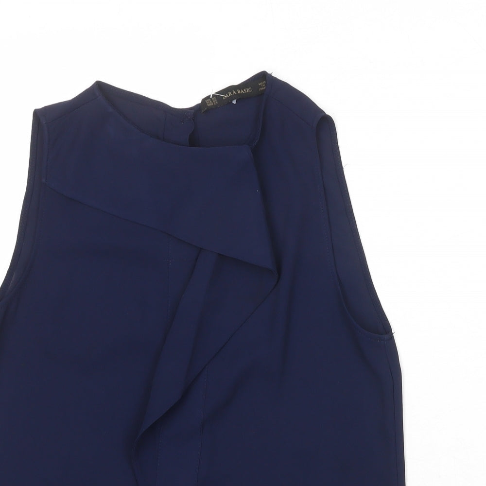 Zara Womens Blue Polyester Basic Tank Size XS Round Neck