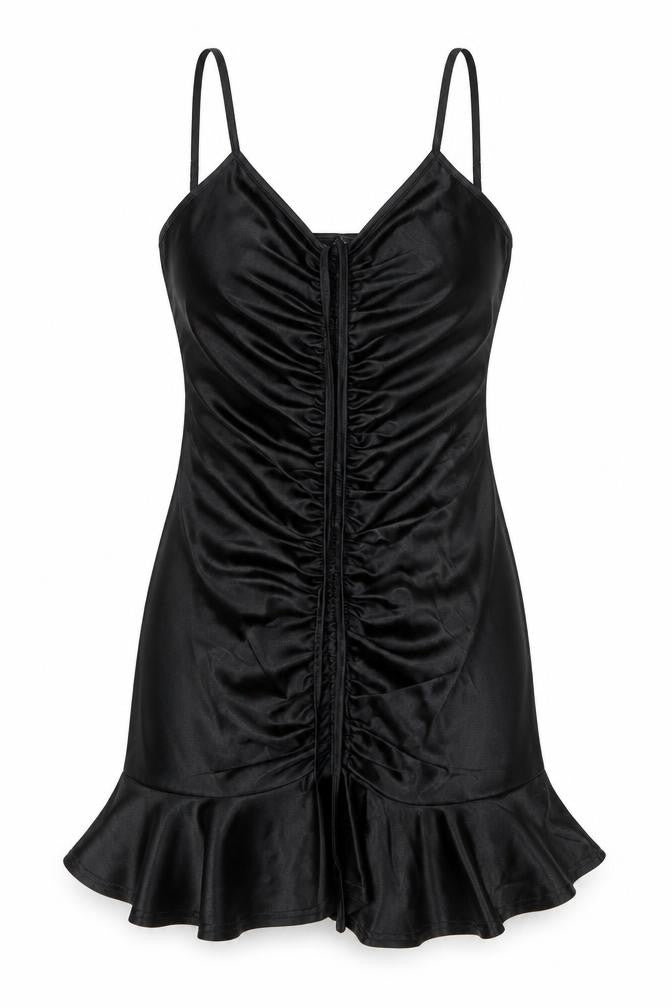Yodnbuk Womens Black Polyester Slip Dress Size 10 Scoop Neck Pullover
