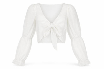 PRETTYLITTLETHING Womens White Geometric Polyester Wrap Blouse Size 8 V-Neck