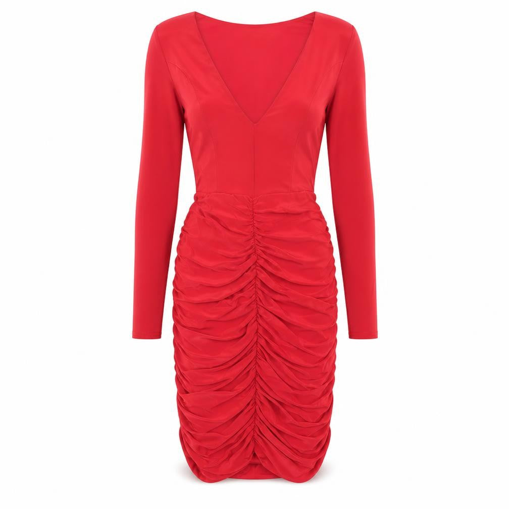 PRETTYLITTLETHING Womens Red Polyester Bodycon Size 8 V-Neck Pullover