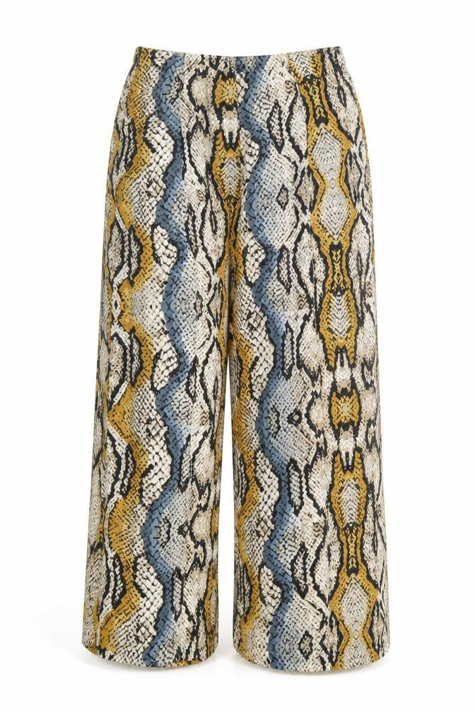 PRETTYLITTLETHING Womens Multicoloured Animal Print Polyester Trousers Size 6 Regular Zip - Snakeskin Pattern