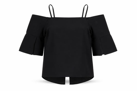 River Island Womens Black Polyester Basic Blouse Size 12 Square Neck