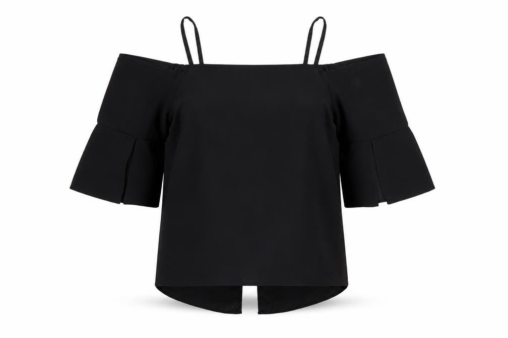 River Island Womens Black Polyester Basic Blouse Size 12 Square Neck