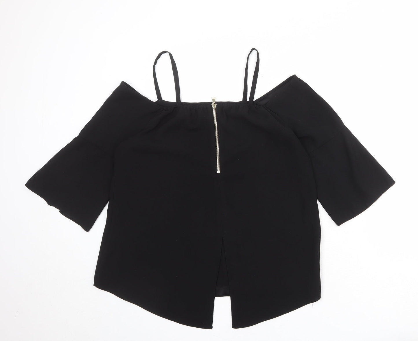 River Island Womens Black Polyester Basic Blouse Size 12 Square Neck