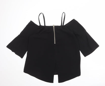 River Island Womens Black Polyester Basic Blouse Size 12 Square Neck