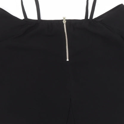 River Island Womens Black Polyester Basic Blouse Size 12 Square Neck