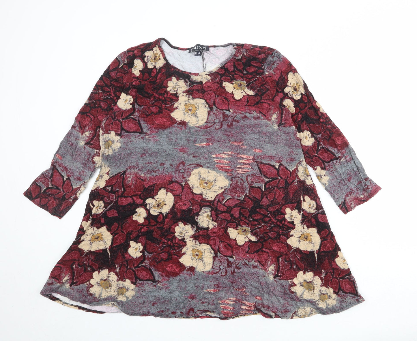 Saloos Womens Multicoloured Geometric Viscose Basic Blouse Size 18 Boat Neck