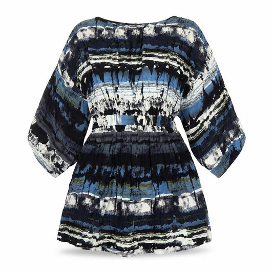Izabel London Womens Multicoloured Geometric Viscose A-Line Size 10 Round Neck Zip