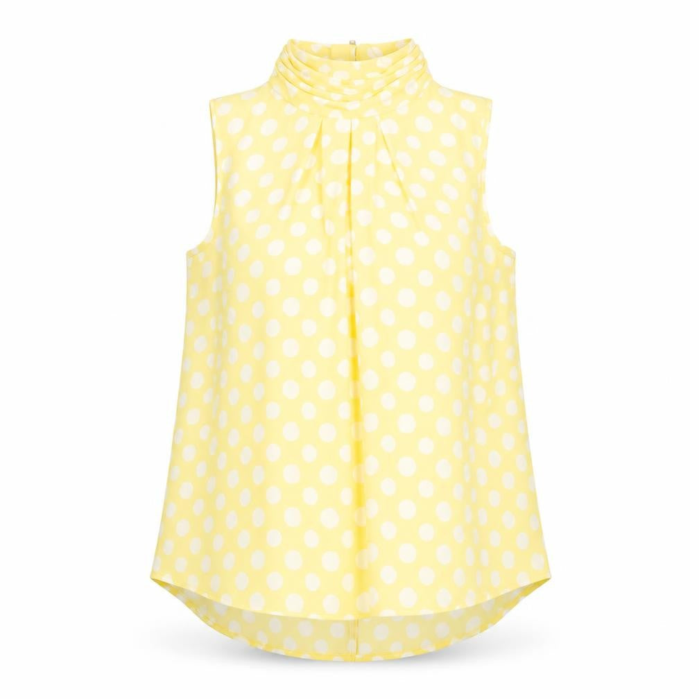 NEXT Womens Yellow Polka Dot Polyester Basic Blouse Size 10 High Neck