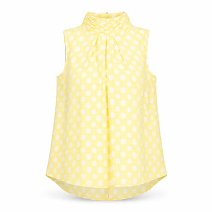 Next Womens Yellow Polka Dot Polyester Basic Blouse Size 10 High Neck