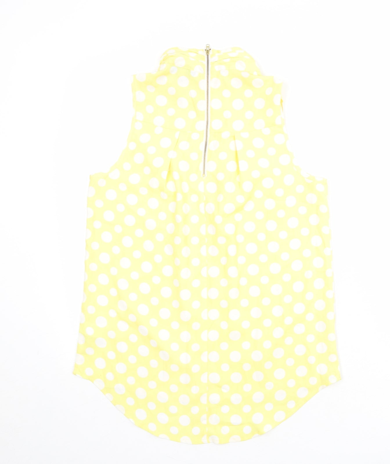 NEXT Womens Yellow Polka Dot Polyester Basic Blouse Size 10 High Neck
