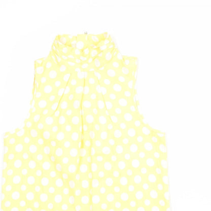 Next Womens Yellow Polka Dot Polyester Basic Blouse Size 10 High Neck