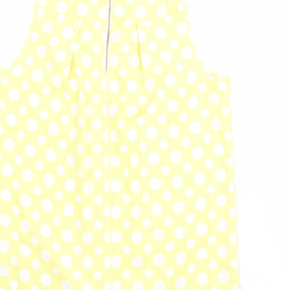 Next Womens Yellow Polka Dot Polyester Basic Blouse Size 10 High Neck