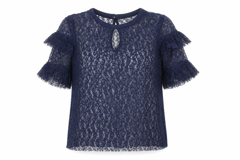H&M Womens Blue Polyamide Basic Blouse Size 10 Boat Neck