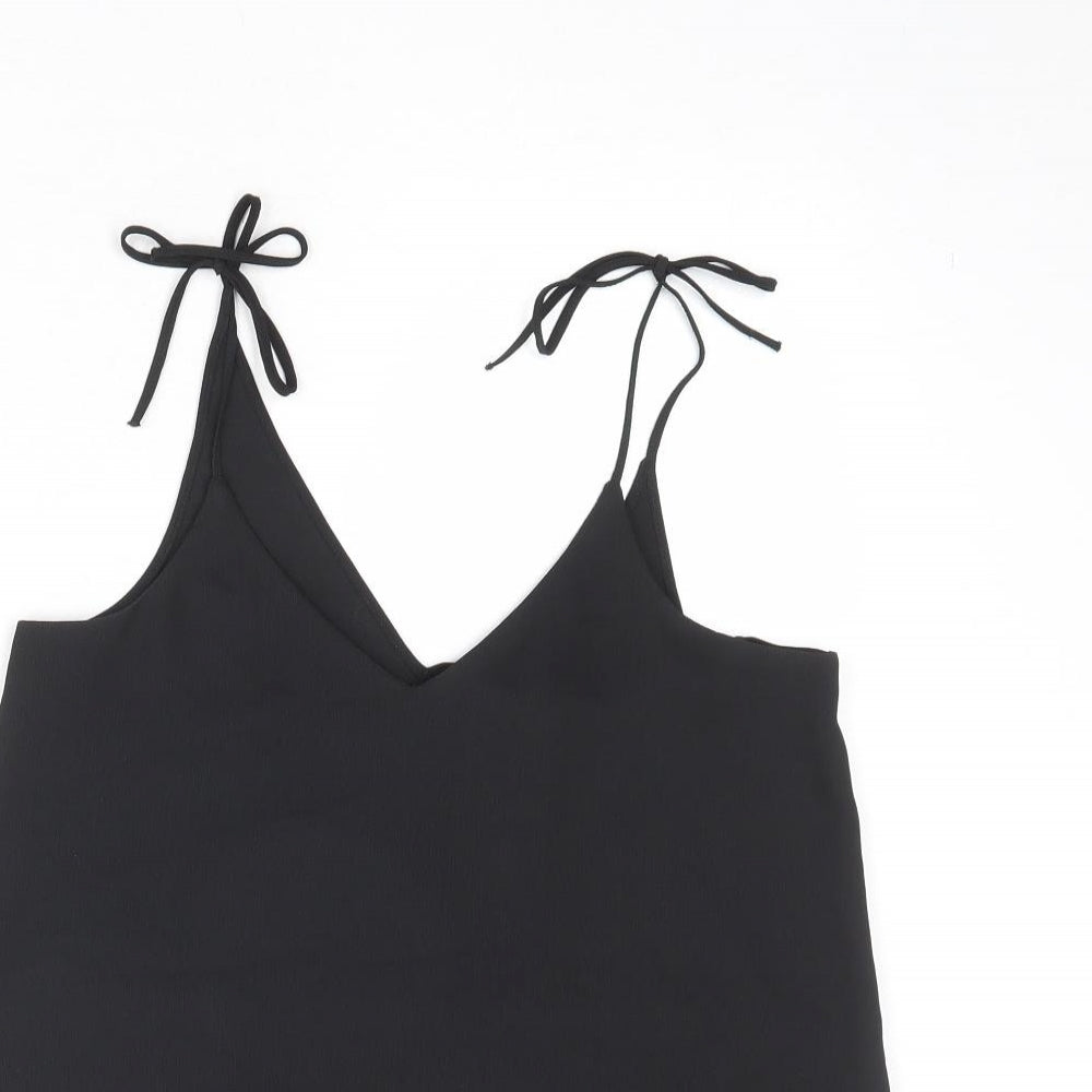 River Island Womens Black Polyester Camisole Tank Size 8 V-Neck - Tie Strap Detail