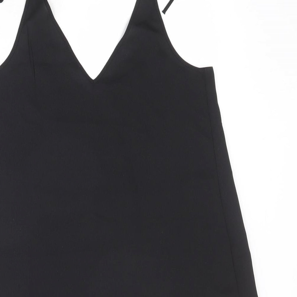 River Island Womens Black Polyester Camisole Tank Size 8 V-Neck - Tie Strap Detail