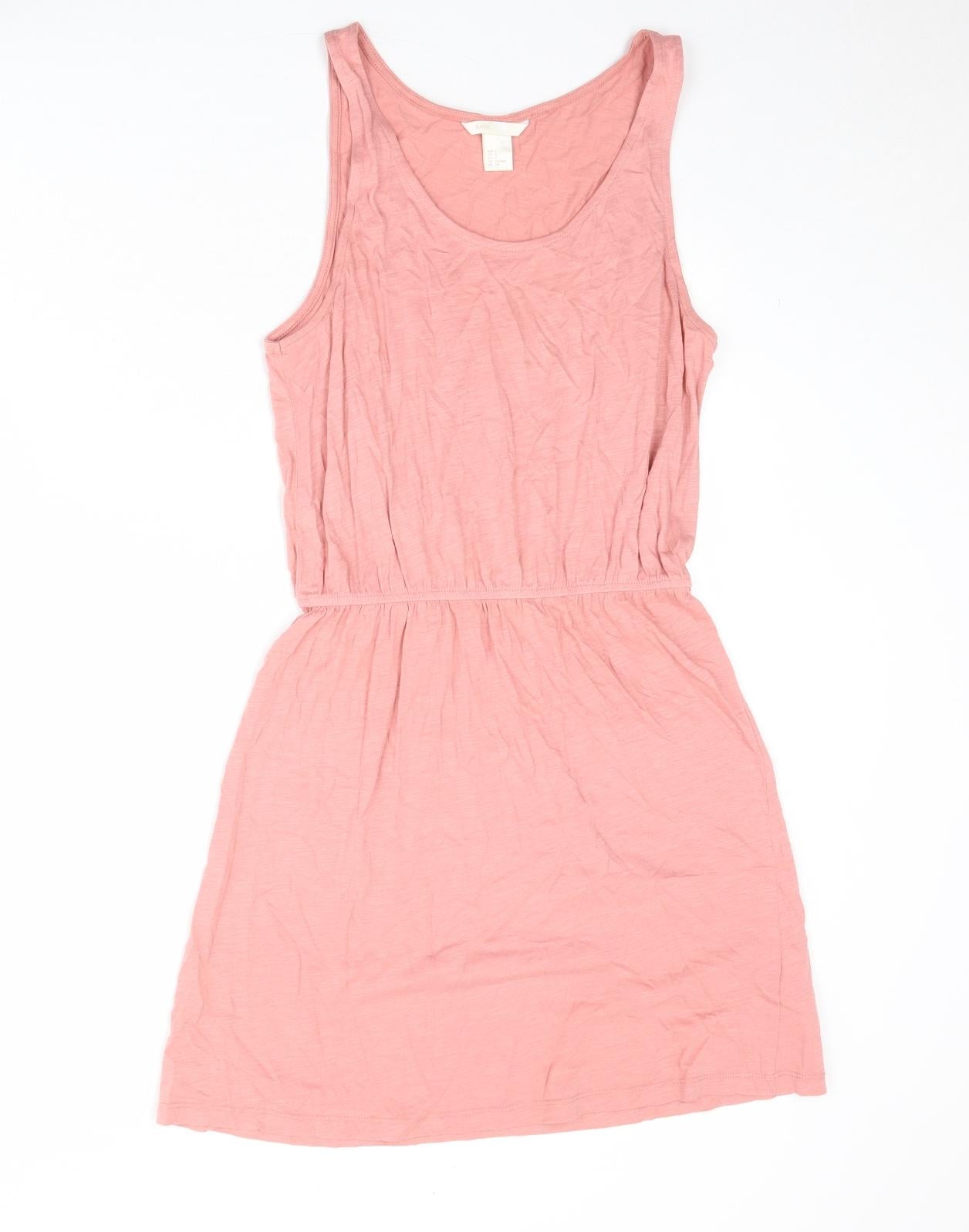 H&M Womens Pink Cotton A-Line Size S Round Neck Pullover
