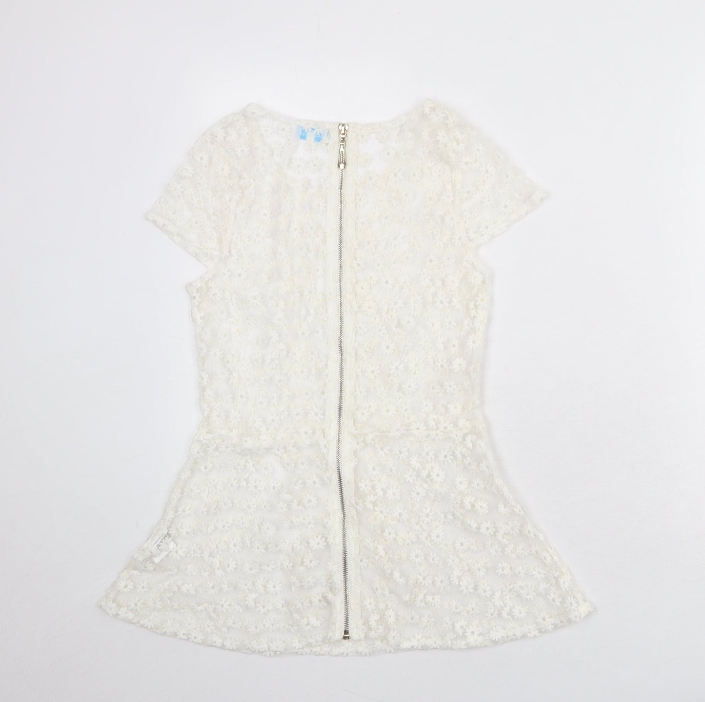 Blue Vanilla Womens White Cotton Basic Blouse Size S Boat Neck
