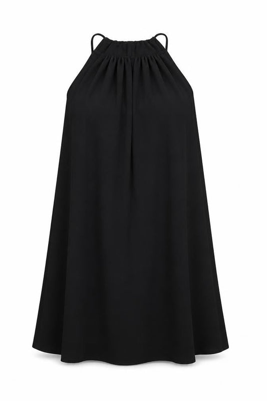 Mango Womens Black Polyester A-Line Size S Round Neck Tie