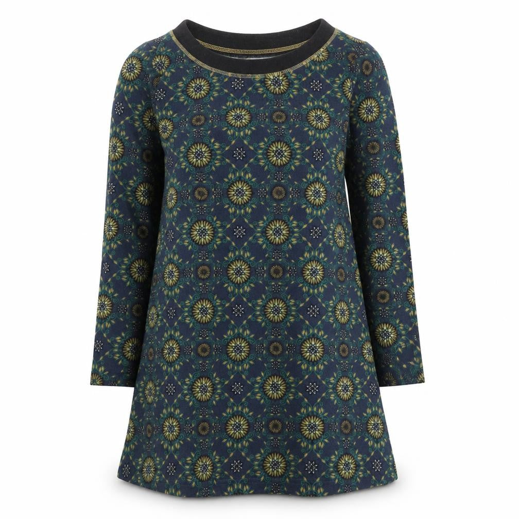 Lakeland Womens Multicoloured Geometric Polyester Jumper Dress Size M Round Neck Pullover