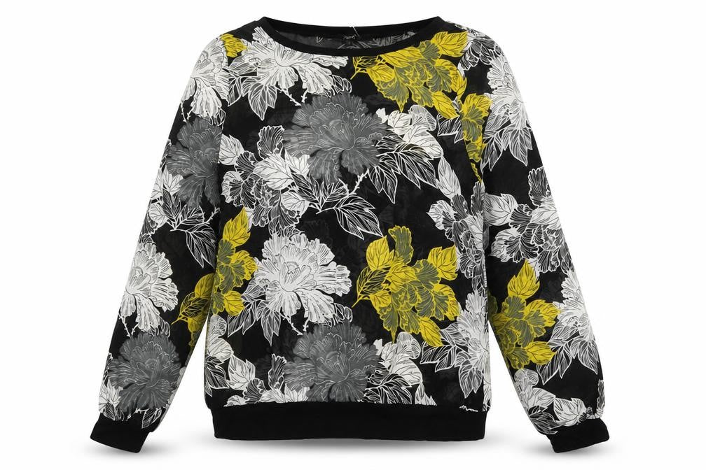 NEXT Womens Black Floral Polyester Basic Blouse Size 6 Boat Neck