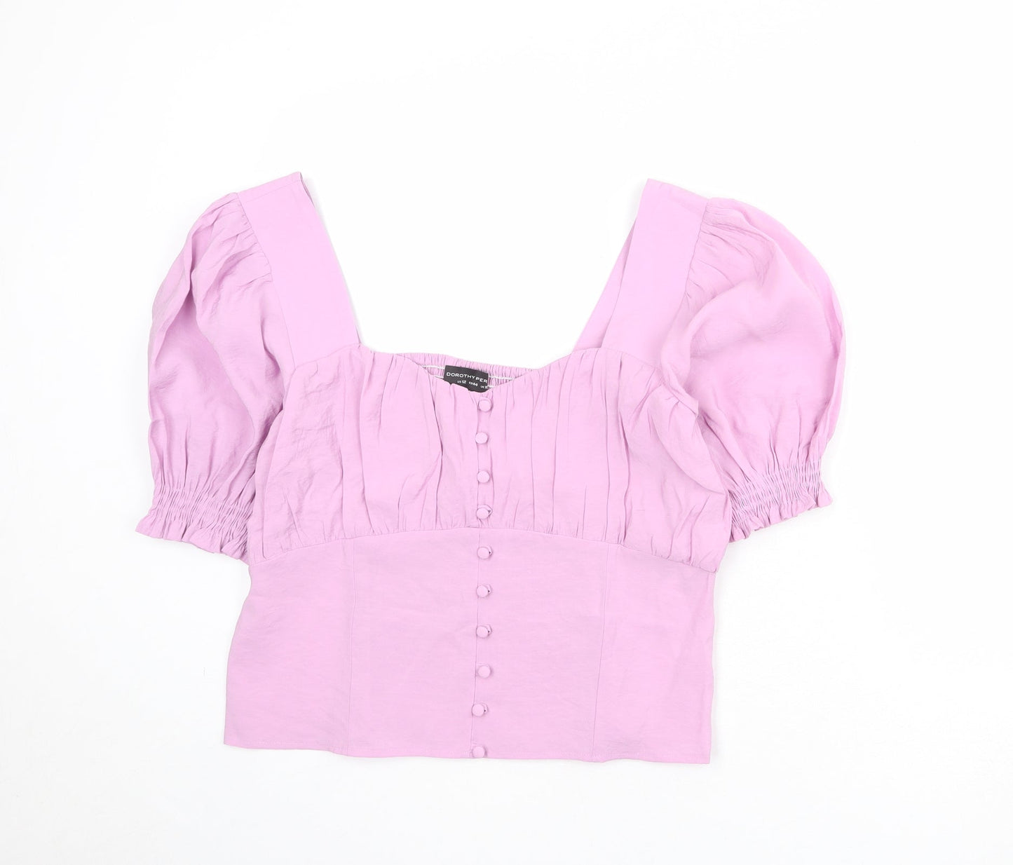 Dorothy Perkins Womens Purple Modal Basic Blouse Size 12 Sweetheart - Shirred Back