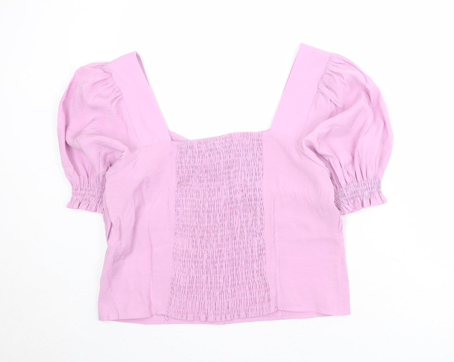 Dorothy Perkins Womens Purple Modal Basic Blouse Size 12 Sweetheart - Shirred Back