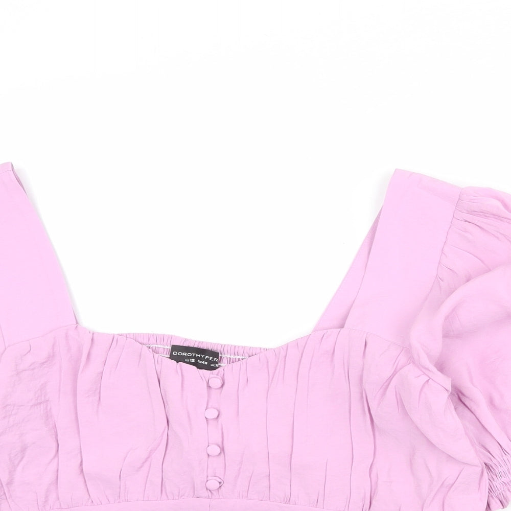 Dorothy Perkins Womens Purple Modal Basic Blouse Size 12 Sweetheart - Shirred Back