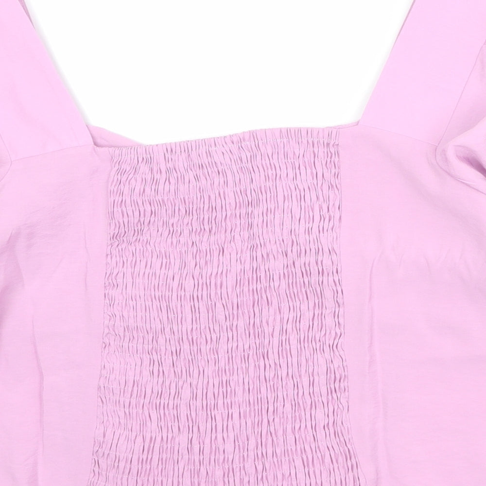 Dorothy Perkins Womens Purple Modal Basic Blouse Size 12 Sweetheart - Shirred Back