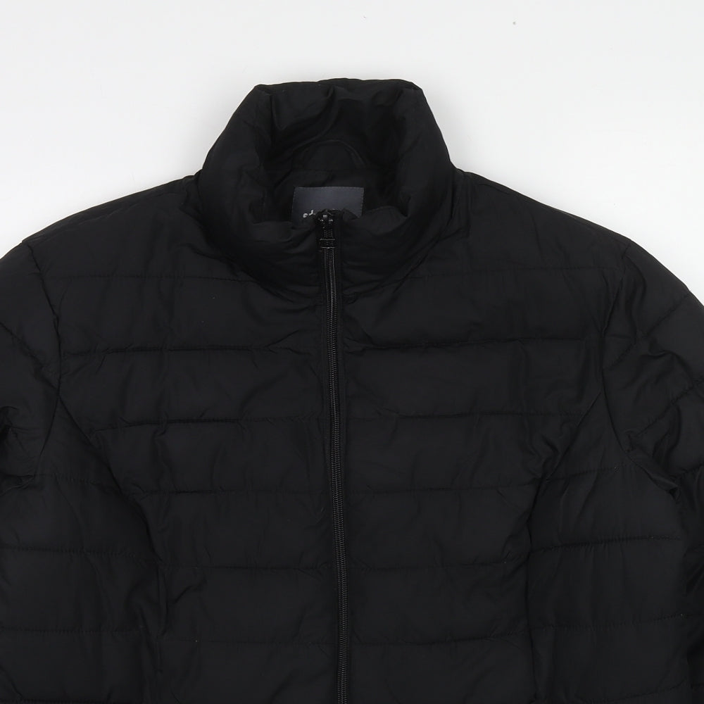 Studio Womens Black Quilted Jacket Size 14 Zip