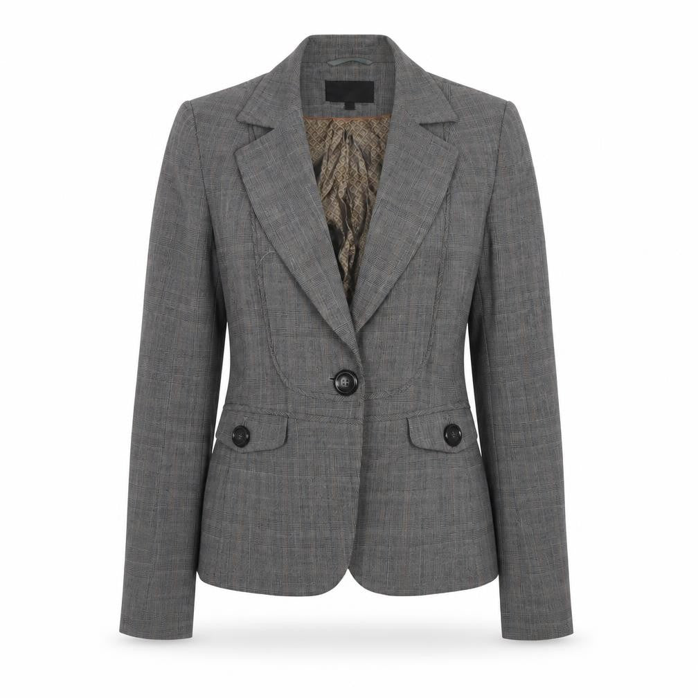 NEXT Womens Grey Plaid Polyester Jacket Blazer Size 10