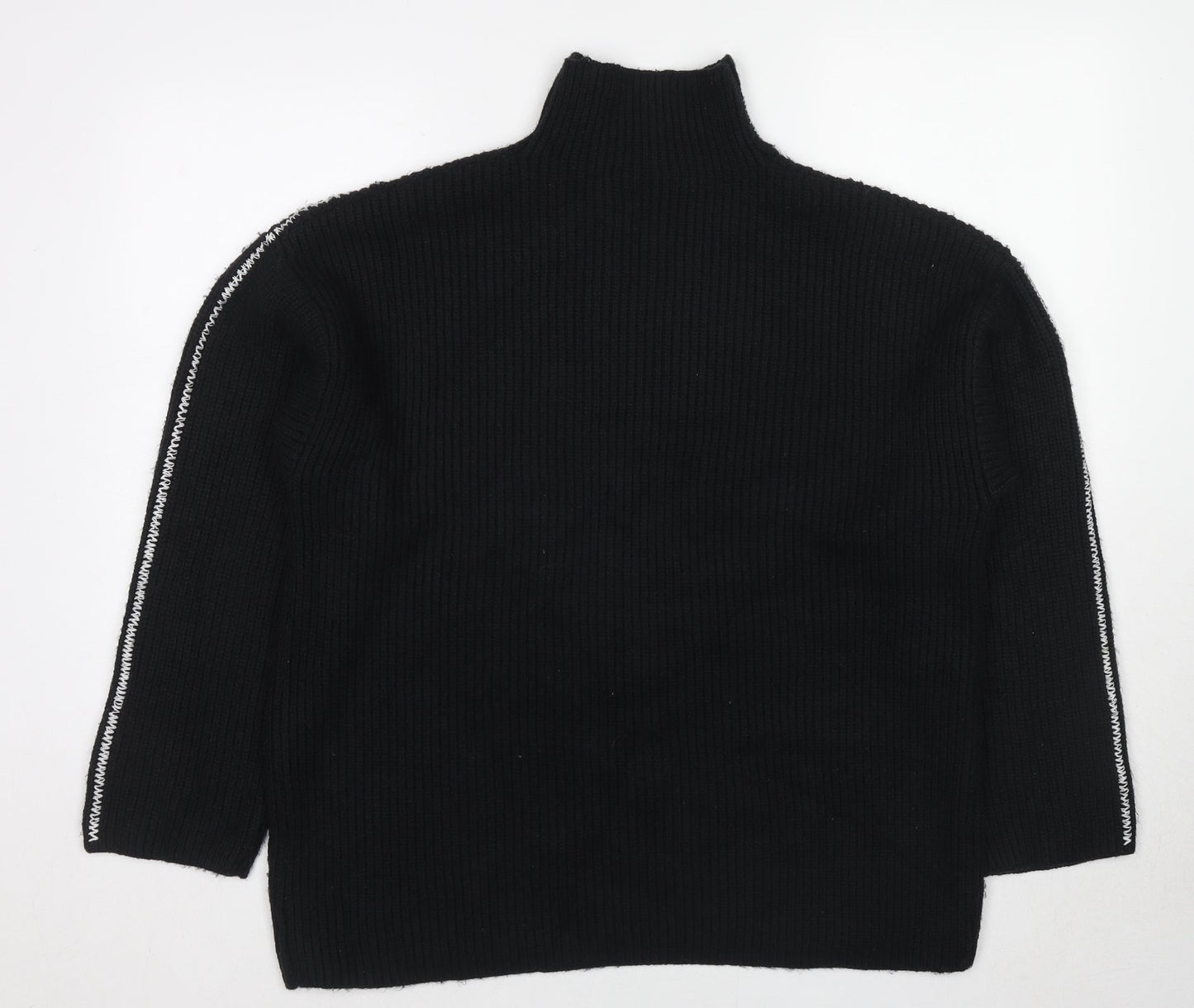 Marks and Spencer Womens Black High Neck Polyester Pullover Jumper Size L