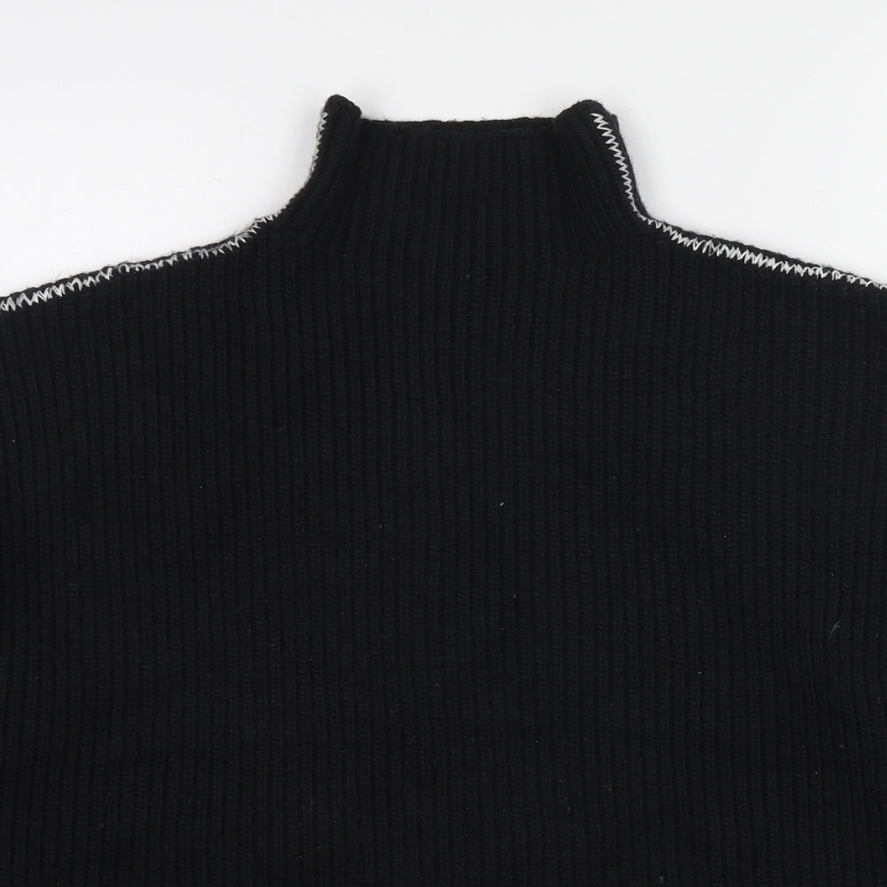 Marks and Spencer Womens Black High Neck Polyester Pullover Jumper Size L